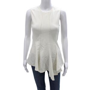 Derek Lam Women White Sleeveless Viscose Tunic Round Neck Zip Size 0